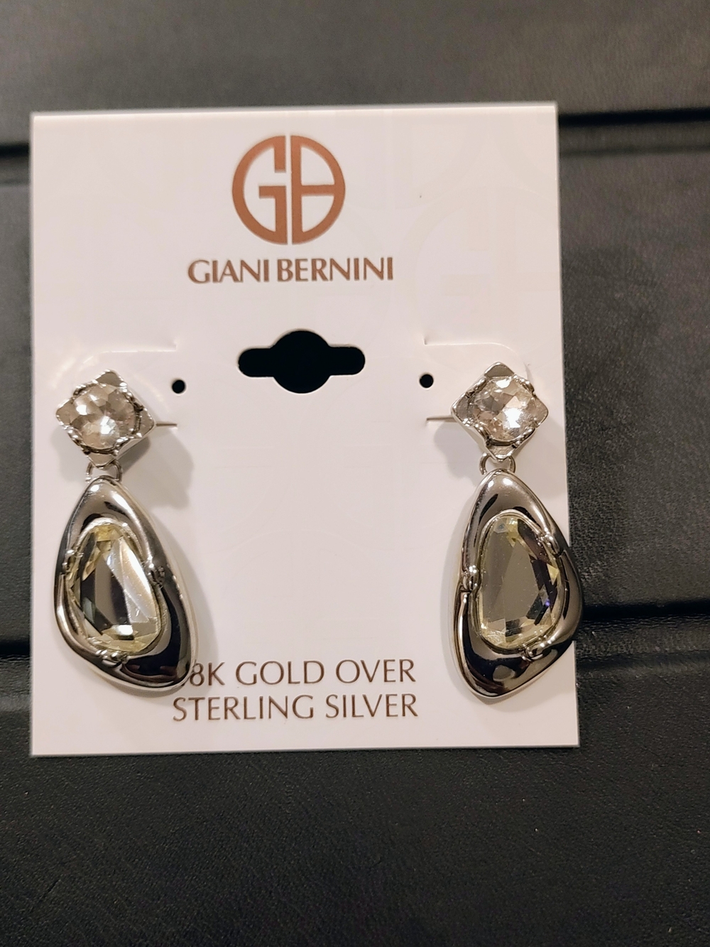 Giani Bernini Silver-Tone Teardrop Crystal Drop Earrings